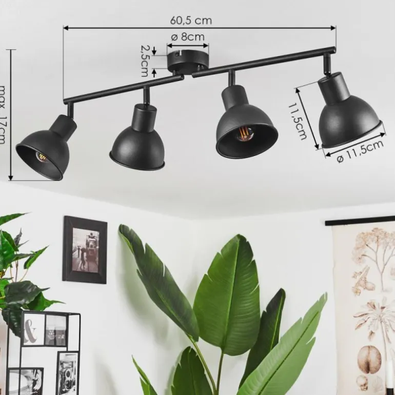 Plafonnier Kansela Noir, 4 lumières