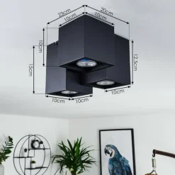 Plafonnier Karaka Noir, 3 lumières