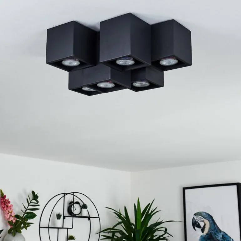 Plafonnier Karaka Noir, 6 lumières