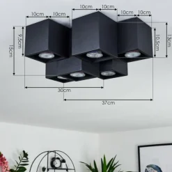 Plafonnier Karaka Noir, 6 lumières