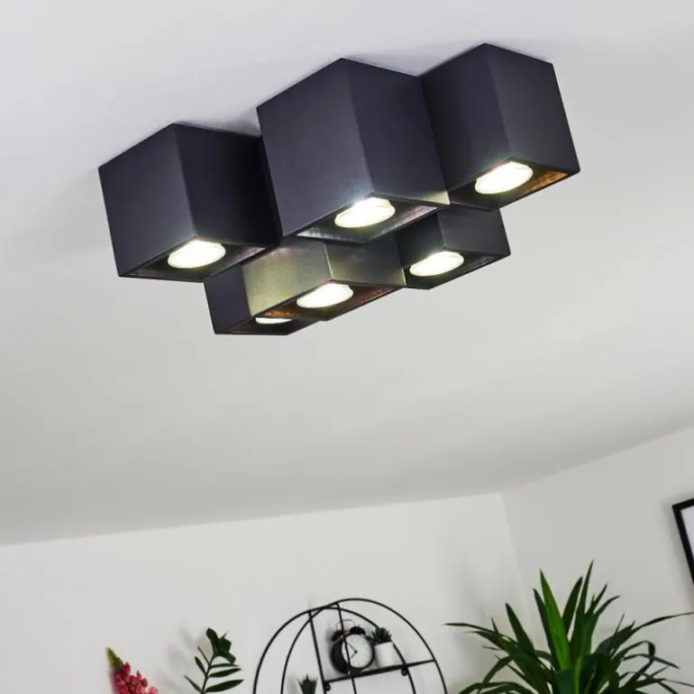Plafonnier Karaka Noir, 6 lumières