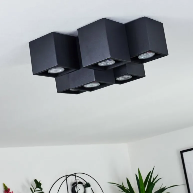 Plafonnier Karaka Noir, 6 lumières