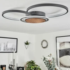 Plafonnier Kassambene LED Anthracite, Écru, 1 lumière