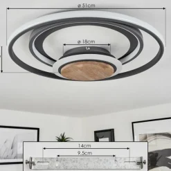Plafonnier Kassambene LED Anthracite, Écru, 1 lumière