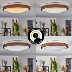 Plafonnier Kelva LED Brun, Noir, Blanc, 1 lumière