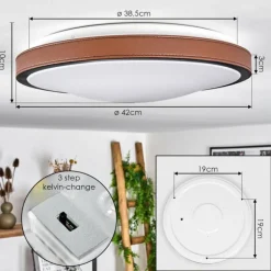 Plafonnier Kelva LED Brun, Noir, Blanc, 1 lumière