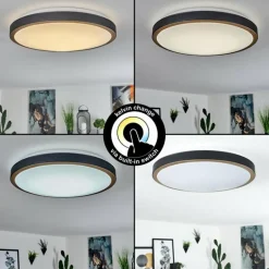 Plafonnier Kelva LED Vieux laiton, Noir, Blanc, 1 lumière