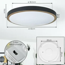 Plafonnier Kelva LED Vieux laiton, Noir, Blanc, 1 lumière