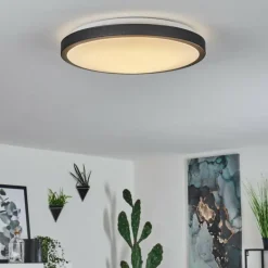 Plafonnier Kelva LED Vieux laiton, Noir, Blanc, 1 lumière