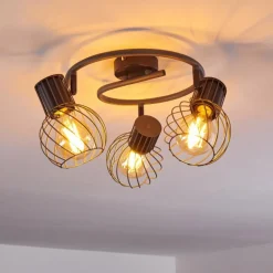 Plafonnier Kenia Gris, Noir, 3 lumières