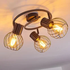 Plafonnier Kenia Gris, Noir, 3 lumières