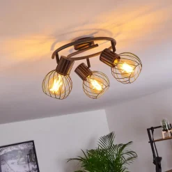 Plafonnier Kenia Gris, Noir, 3 lumières