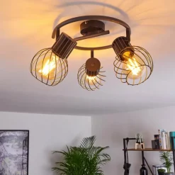 Plafonnier Kenia Gris, Noir, 3 lumières