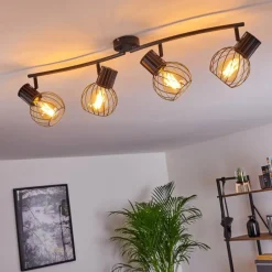 Plafonnier Kenia Gris, Noir, 4 lumières