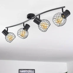 Plafonnier Kenia Gris, Noir, 4 lumières