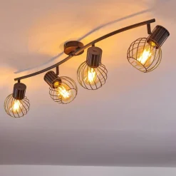 Plafonnier Kenia Gris, Noir, 4 lumières