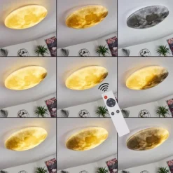 Plafonnier Keru LED Blanc, 1 lumière, Télécommandes