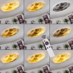 Plafonnier Keru LED Blanc, 1 lumière, Télécommandes