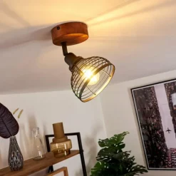 Plafonnier Kesao Bois foncé, Noir, 1 lumière