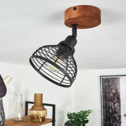 Plafonnier Kesao Bois foncé, Noir, 1 lumière