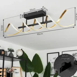 Plafonnier Khovet LED Noir, 1 lumière