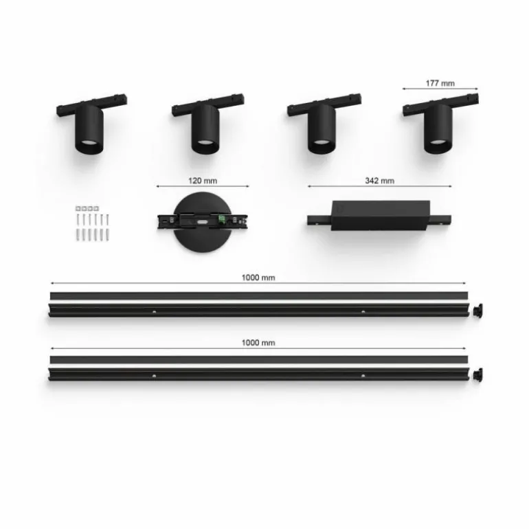 Plafonnier Kit de base Philips Hue Perifo LED Noir, 4 lumières, Changeur de couleurs