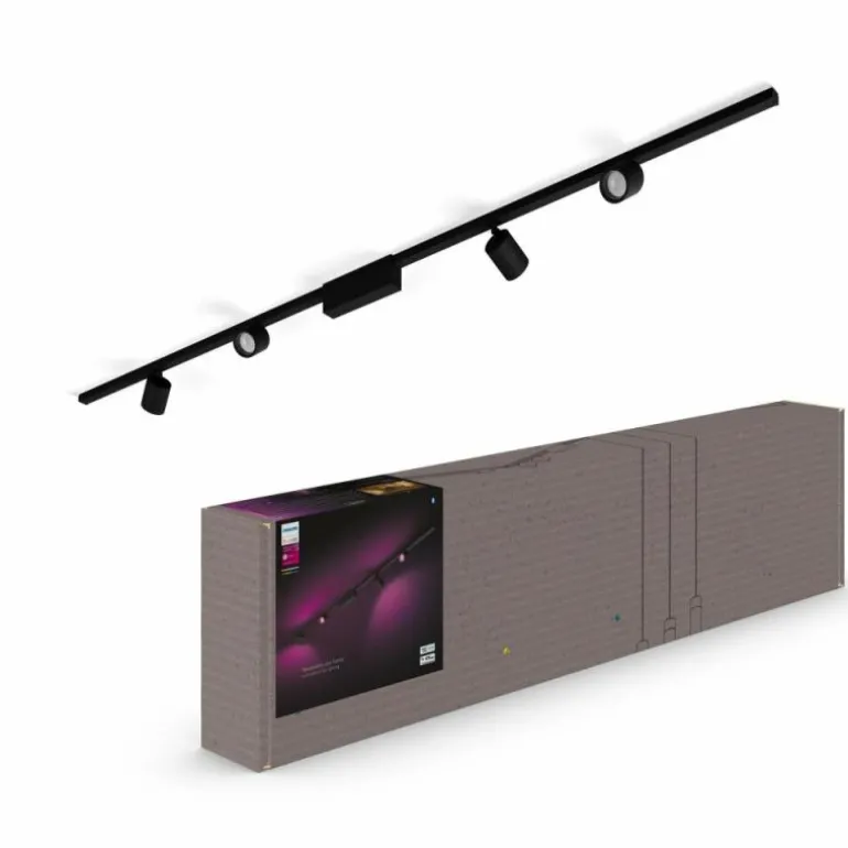 Plafonnier Kit de base Philips Hue Perifo LED Noir, 4 lumières, Changeur de couleurs