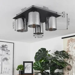 Plafonnier Klemtoo Noir, 4 lumières