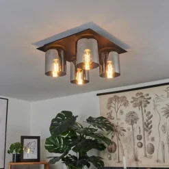 Plafonnier Klemtoo Noir, 4 lumières