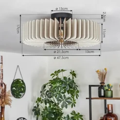 Plafonnier Konbongou Noir, 1 lumière