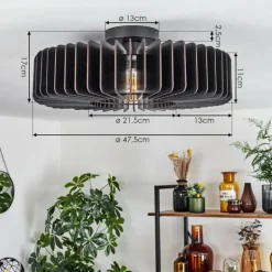 Plafonnier Konbongou Noir, 1 lumière