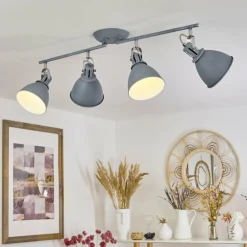 Plafonnier Koppom Bleu, Gris, 4 lumières