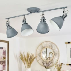 Plafonnier Koppom Bleu, Gris, 4 lumières