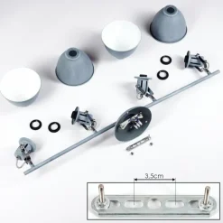 Plafonnier Koppom Bleu, Gris, 4 lumières