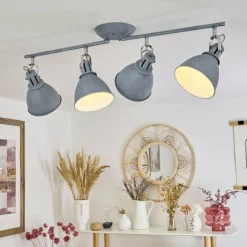 Plafonnier Koppom Bleu, Gris, 4 lumières