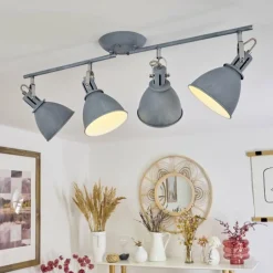 Plafonnier Koppom Bleu, Gris, 4 lumières