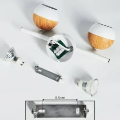 Plafonnier Kotaoa LED Bois clair, Blanc, 2 lumières