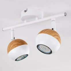 Plafonnier Kotaoa LED Bois clair, Blanc, 2 lumières