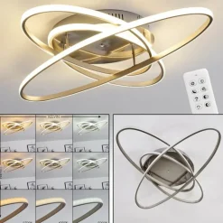 Plafonnier Krabi LED Nickel mat, 3 lumières, Télécommandes