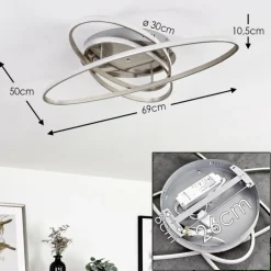 Plafonnier Krabi LED Nickel mat, 3 lumières, Télécommandes