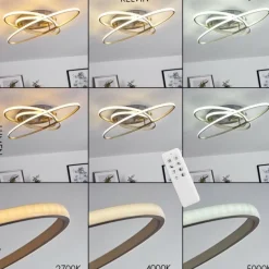 Plafonnier Krabi LED Nickel mat, 3 lumières, Télécommandes