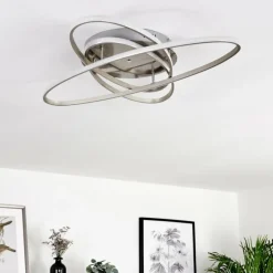 Plafonnier Krabi LED Nickel mat, 3 lumières, Télécommandes