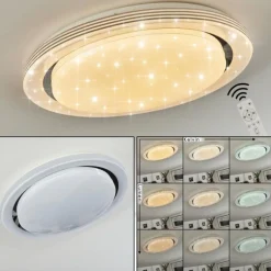 Plafonnier Laganadi LED Chrome, 1 lumière, Télécommandes, Changeur de couleurs