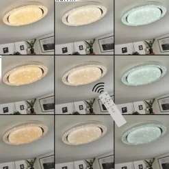 Plafonnier Laganadi LED Chrome, 1 lumière, Télécommandes, Changeur de couleurs
