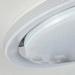 Plafonnier Laganadi LED Chrome, 1 lumière, Télécommandes, Changeur de couleurs