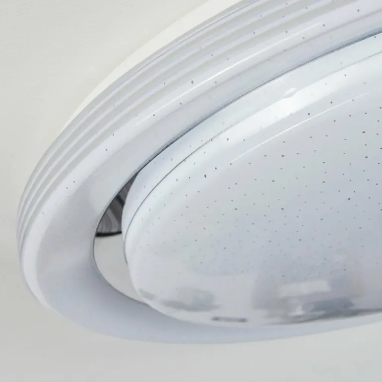 Plafonnier Laganadi LED Chrome, 1 lumière, Télécommandes, Changeur de couleurs