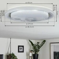 Plafonnier Laganadi LED Chrome, 1 lumière, Télécommandes, Changeur de couleurs