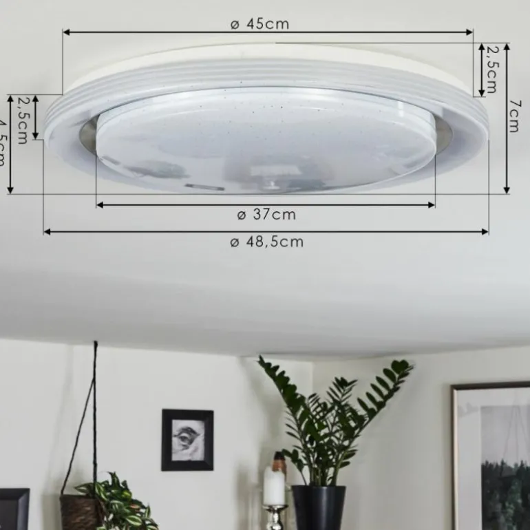 Plafonnier Laganadi LED Chrome, 1 lumière, Télécommandes, Changeur de couleurs