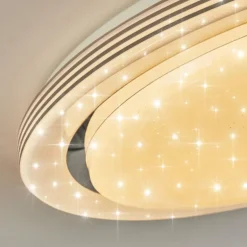 Plafonnier Laganadi LED Chrome, 1 lumière, Télécommandes, Changeur de couleurs