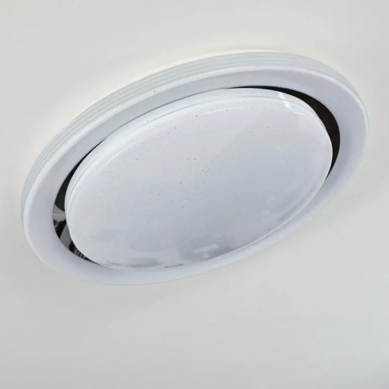 Plafonnier Laganadi LED Chrome, 1 lumière, Télécommandes, Changeur de couleurs